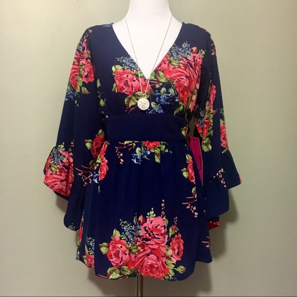 Betsey Johnson Peplum Floral Blouse NWT